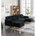 thumbnail image 1 of 110" L Shape Convertible Sectional Sofa Couch with Movable Ottoman Rivets Decoration, 1 of 6