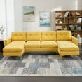 thumbnail image 1 of 110" L-Shape Convertible Sectional Sofa Couch with Movable Ottoman for Living Room, Apartment, Office (Yellow), 1 of 12