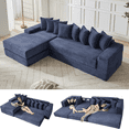 thumbnail image 1 of 110" L Shaped Modular Sectional Couch with Reversible Chaise, 3-in-1Memory Foam Boneless Couch for Living Room,Corduroy Folding Floor Cloud Couch Bed (Left Facing Sofa), 1 of 7