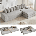 thumbnail image 1 of 110" L Shaped Modular Sectional Couch with Reversible Chaise, 3-in-1Memory Foam Boneless Couch for Living Room,Corduroy Folding Floor Cloud Couch Bed (Left Facing Sofa), 1 of 7