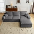thumbnail image 1 of Modern L-Shaped Sectional Sofa 110cm with Cloud-Like Cushions (Corduroy, Grey), 1 of 12