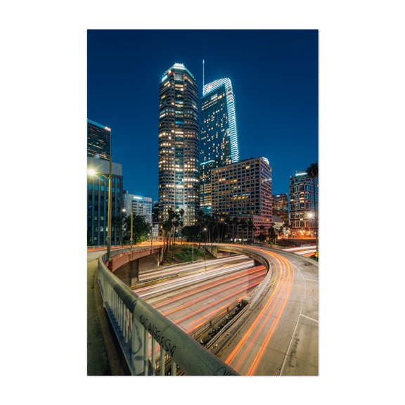 110 LOOP - Los Angeles California Photography Cityscape Nightlife Skyline Architecture Bridge Street Photography Unframed Wall Art Print 32 x 48 inches