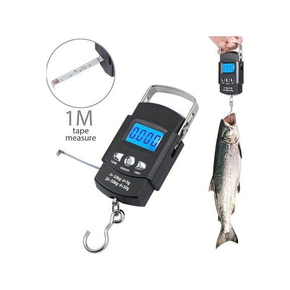 110 Lb 50 Kg Backlit LCD Fishing Gauge With Built In Measuring Strap Electronic Scale Non Slip Grip Portable Suitable For Camping And Family Use Ideal Gift