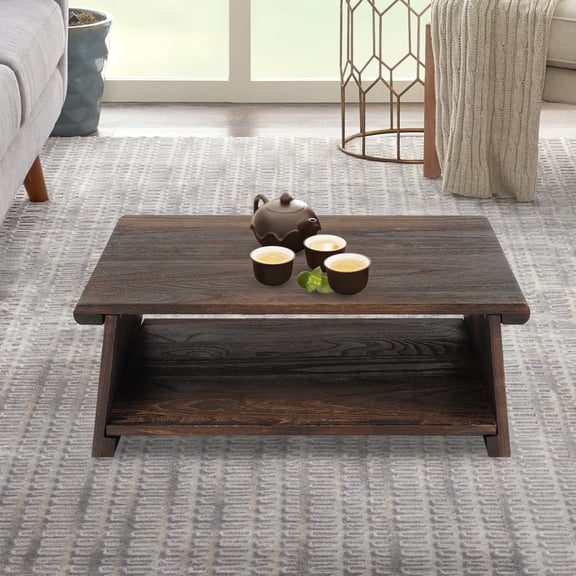 110 Lbs Solid Wood Brown Folding Meditation Table Rectangular Antique Table Folding Meditation for Meditation Table Tea Table