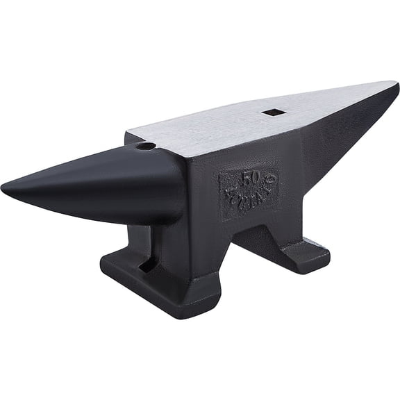 110 Lbs Steel Anvil - Blacksmith Anvil with Horns & Hardy Hole, Forged Steel Blacksmithing Anvil, Metalworking Anvil for Shaping, Forging, Riveting - 55 HRC Hardness
