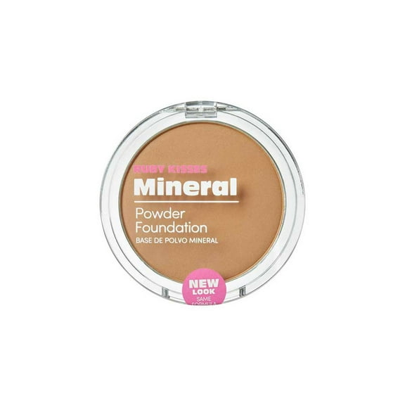 Ruby Kisses Mineral Pressed Powder Foundation, Medium to Full Coverage Natural Finish 0.35 Ounce (Rich Beige)