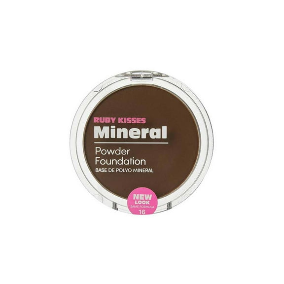 Ruby Kisses Mineral Pressed Powder Foundation, Medium to Full Coverage Natural Finish 0.35 Ounce (Ebony)