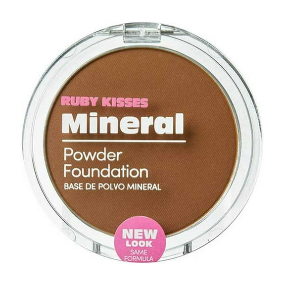 Ruby Kisses Mineral Pressed Powder Foundation, Medium to Full Coverage Natural Finish 0.35 Ounce (Chestnut)