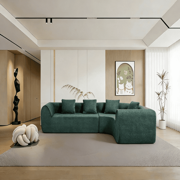110" Modern Curved L-Shaped Modular Sectional Sofa with High-Density Fully Compressed Sponge - 2-Piece Set, Fully Assembled Right Hand Facing, Perfect for Living Room, Lounge, Home Theater, Apartment