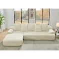 thumbnail image 1 of 110" Modular Sectional Sofa, Boneless L-Shape Cloud Couch with 30" Deep Seat, Modern Upholstered Velvet Compressed Sofa with Chaise for Living Room, Beige, 1 of 7