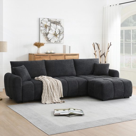 110" Modular Sectional Sofa with Extra-large Seat & Pull-line Design | Boucle Fabric | Sturdy Frame