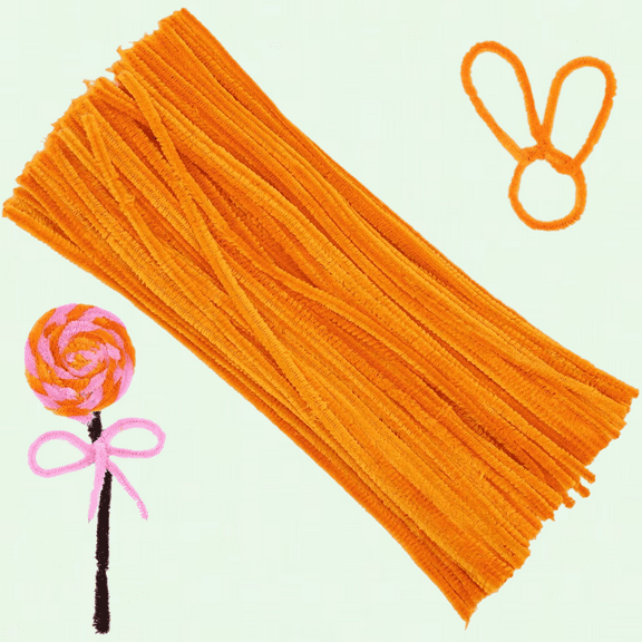 110 Orange Pipe Cleaners for Creative Home Decoration, Arts and Crafts Project
