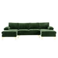 thumbnail image 1 of 110" Oversized U-Shaped Sofa, Modern Sectional Sofa with Soft Padded Seat, 4 Seat Modular Sofa Couches with 2 Chaise Lounges & Golden Metal Legs, 800lbs Capacity, for Living Room, Green, 1 of 7