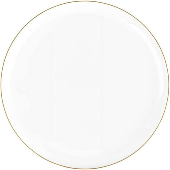 (110 PACK) EcoQuality 10.6" inch Round White Plastic Plates with Gold Rim Design - Disposable China Like Party Plates, Heavy Duty Dinner Plates, Salad Plate, Dessert, Wedding, Serveware