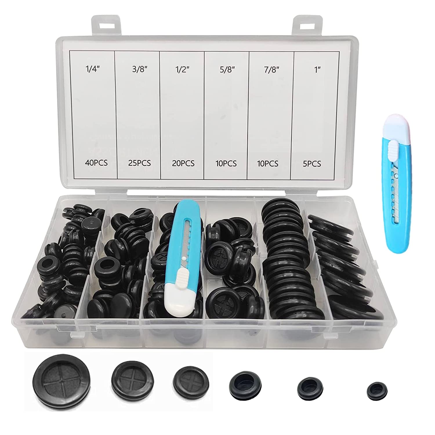 110 PCS 6 Size Rubber Grommets for Wiring, Double Sided Round Rubber