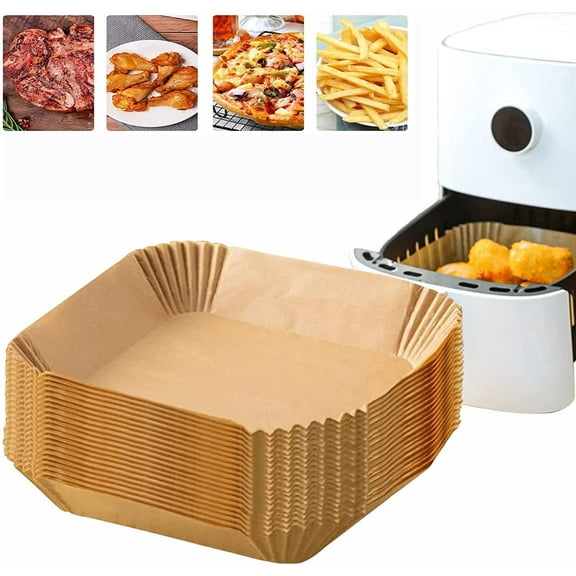 110 PCS 7.9 Inch Square Air Fryer Disposable Baking Paper Liners, Oil-proof Non-Stick Parchment Paper Liners Fit 5-8QT Basket for Airfryer Microwave Oven Frying Pan