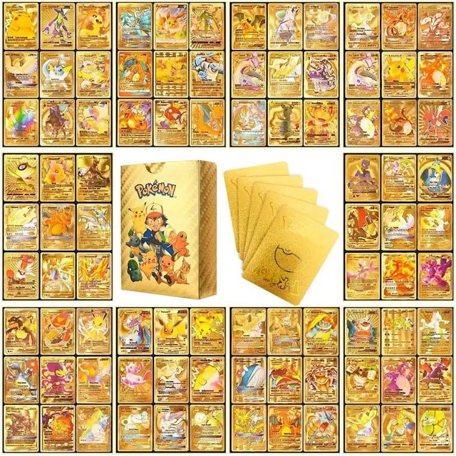 110 PCS Gold Cards Packs DX Rare,V Series,Vmax,EX and GX Golden Cards