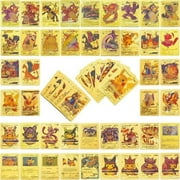 110 PCS Gold Cards Packs DX Rare,V Series,Vmax,EX and GX Golden Cards TCG Deck Box Gold Foil Card for Fans/Kids/Collectors Gifts