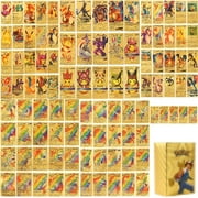 110 PCS Gold Foil Card Packs TCG Cards(Vmax V GX EX DX Rare Rainbow TCG Cards) Best Gifts for Kids Fans Christmas Birthday Party Favors Gifts Toys.Arrive within 3-5 days