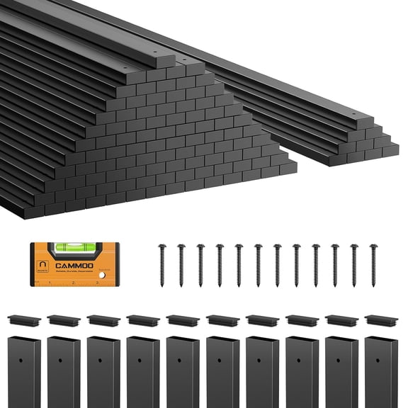 110 Pcs 32'' Rectangular Deck Balusters, Straight Porch Railing Kit with Level, Pre-Installed End Cap & Screws, Anti-Rust Spindles for Balcony, Poolside, Staircase Indoor Outdoor, Black