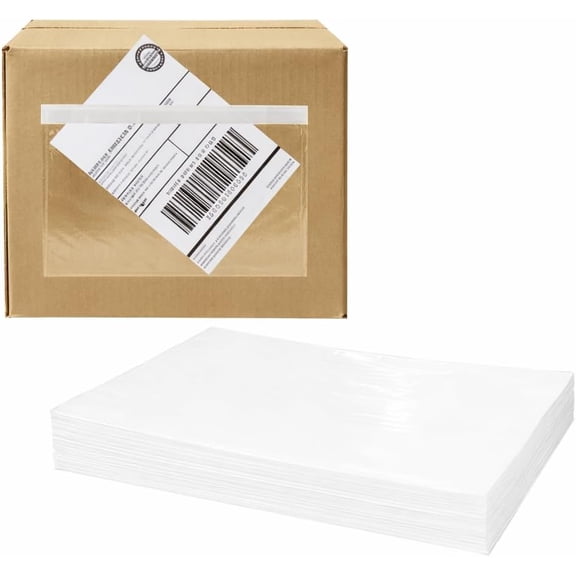 110 Pcs 7.5"x 5.5" Shipping Label Sleeves, Adhesive Clear Packing Slip Pouches, Top Loading Packing List Envelopes for Shipping & Mailing, Barcode Protection