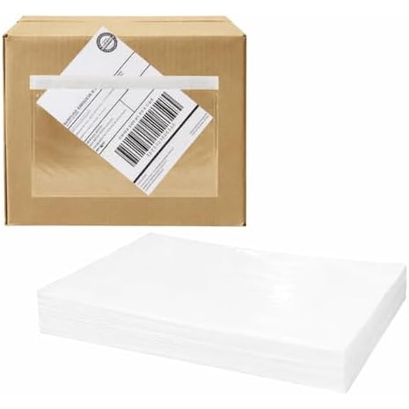 110 Pcs 7.5"x 5.5" Shipping Label Sleeves, Adhesive Clear Packing Slip Pouches, Top Loading Packing List Envelopes for Shipping & Mailing, Barcode Protection