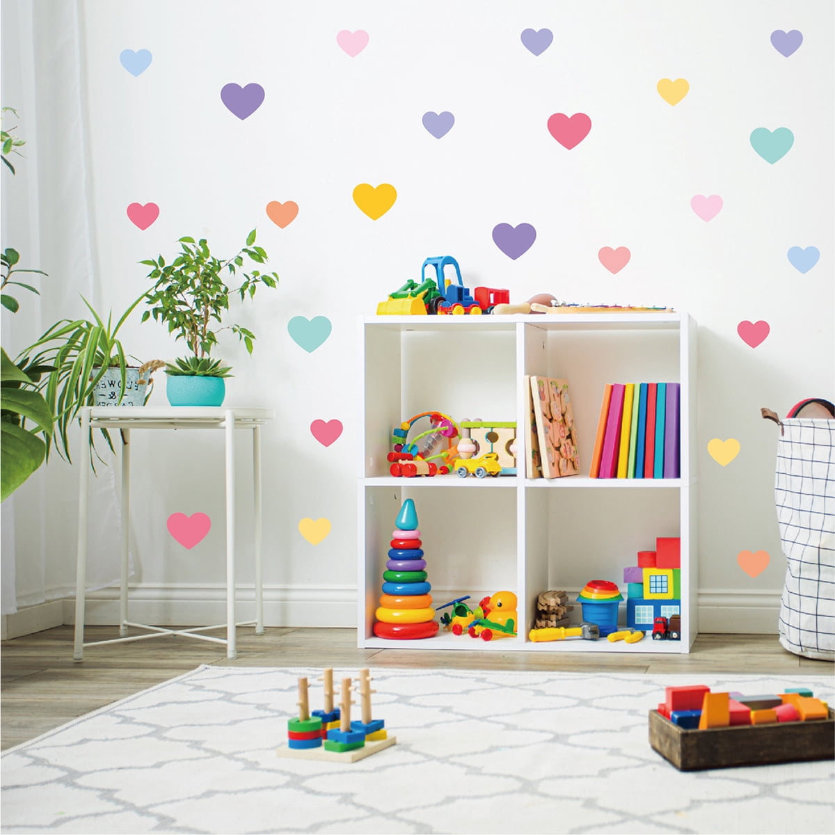 110 Pcs Colorful Wall Decals Love Heart Stickers Multiple Sizes Pink ...