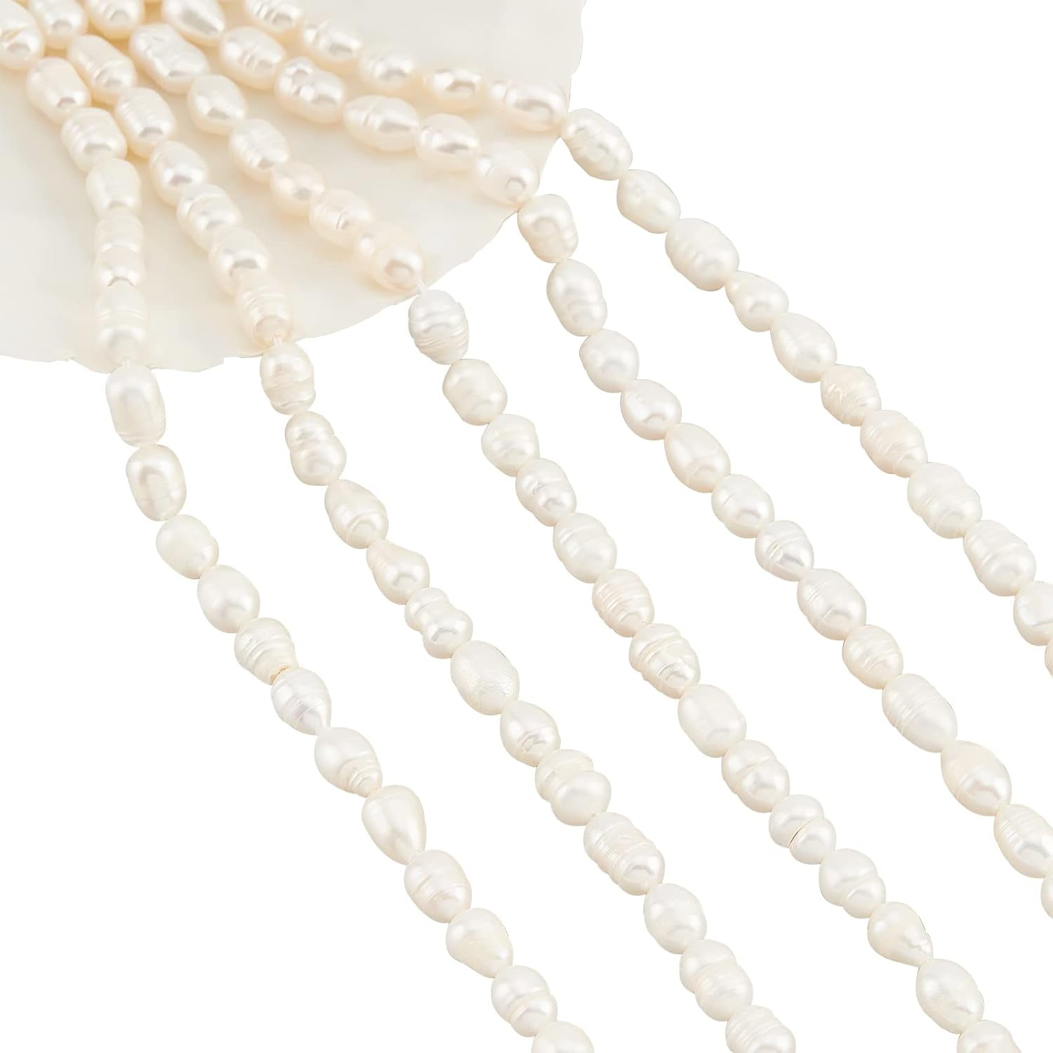 110 Pcs Freshwater Pearl Beads 6~7 mm Creamy White Rice Shape Freshwater Pearl Loose Natural Cultured Freshwater Pearl Charms Beads for Craft Jewelry Making Seashell Color 5 Strands Colorful