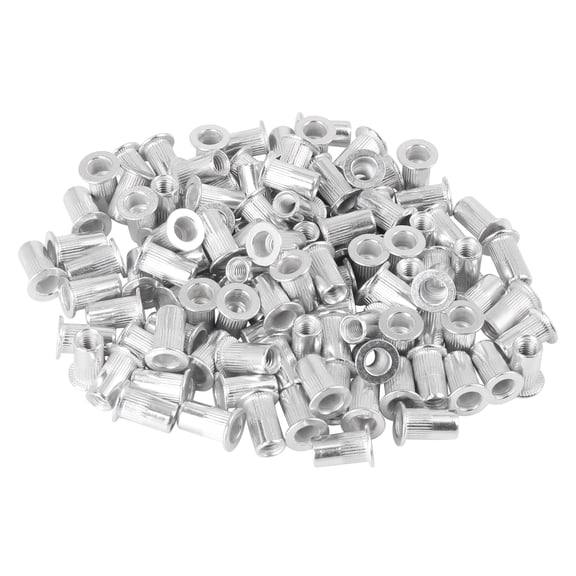 110 Pcs M5 Silver Tone Aluminum Alloy Car Auto Flat Head Rivet Nut Threaded Insert