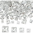 thumbnail image 1 of 110 Pcs Mini Clear Pointed Back Rhinestone 8/10/12/14mm Square Faceted Glass Rhinestones No Hole Clear Glass Gems Crystal Jewelry Embellishments with Plated Back for DIY 1 Box, 1 of 9