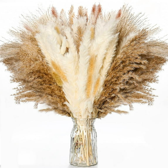 110 Pcs Natural Pampas Grass Bouquet Decor Boho Home Decor Dried Reed Flowers Bouquet for Wedding Floral Arrangements Wall Bathroom Décor