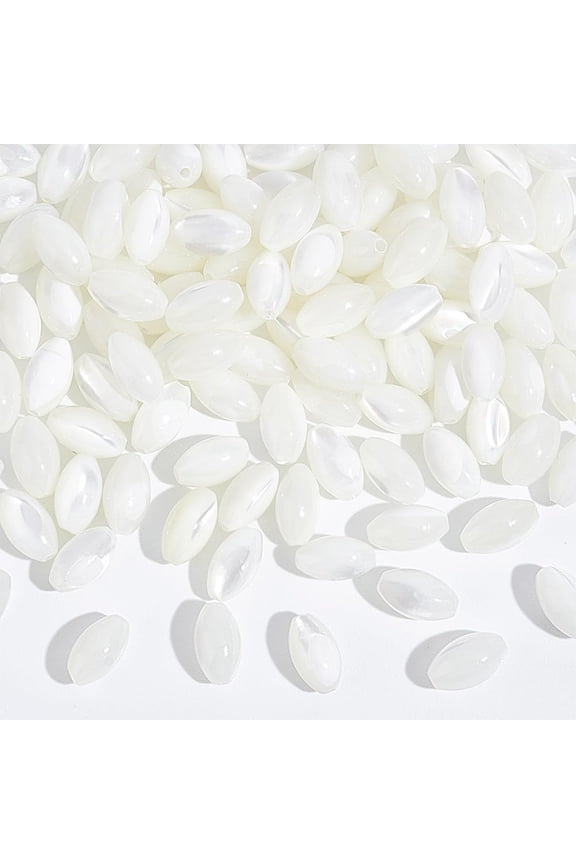 110 Pcs Rice White Shell Beads 4mm Natural Seashell Color Beads Natural Pearl Loose Gemstone Beads for DIY Crafts Making Jewelry Bracelets Necklaces Hole: 0.4mm for DIY
