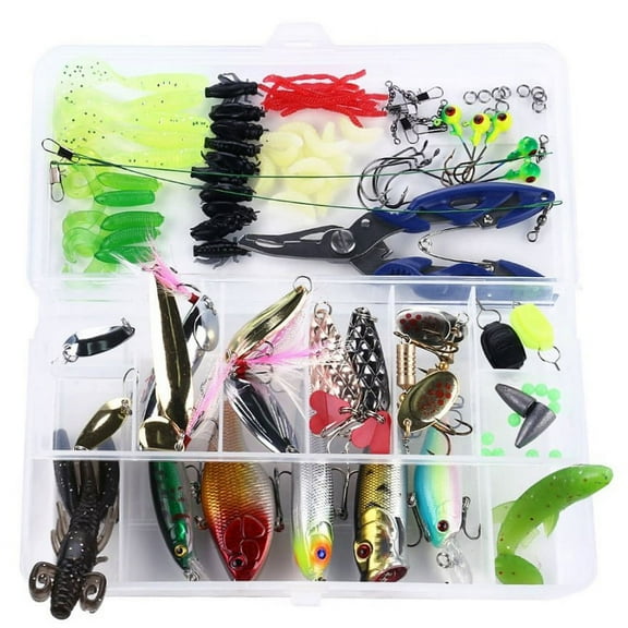 110 Piece Fishing Lure Set - Stocked With Worms, Jigs, Hooks, and Tackle By Sirius Survival