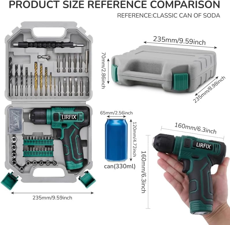 110-Piece Green 8V Electric Screwdriver Tool Set with Portable  for  Home Repair