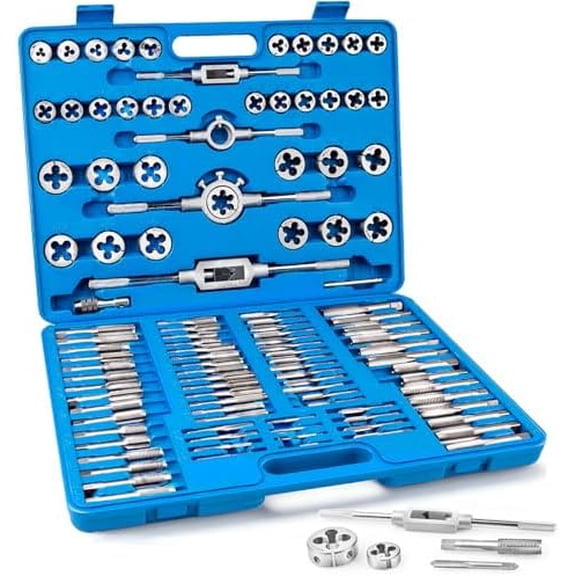 110-Piece Metric Tap and Die Set, M2 to M18 Thread Repair Kit, Complete Tap & Die Sets with Storage Case for Cutting Internal and External Threads$$Tools & Hardware Other