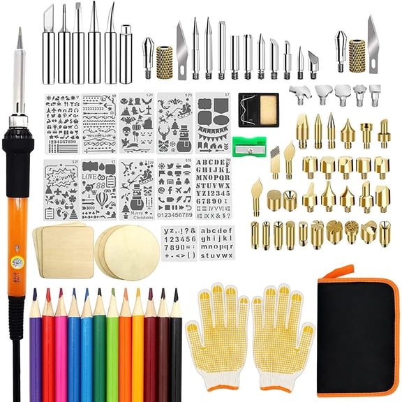 110-Piece Wood Burning Tool Kit with Adjustable Temperature (200-420C), Professional Wood Burning Pen for Pyrography, Carving, Soldering, and More Crafts.