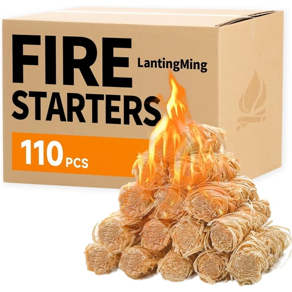 110 Pieces Fire Starter, Waterproof - Natural Fire Starters, for BBQ, Fireplace, Pizza Oven, Fire-Pit, Campfire, Camping Charcoal Starter, Quick Light Wood Charcoal Fire Starter