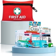 General Medi Mini First Aid Kit 110 Pieces Red Emergency Bag - Compact and Lightweight First Aid Bag7.5x5.1 Inch