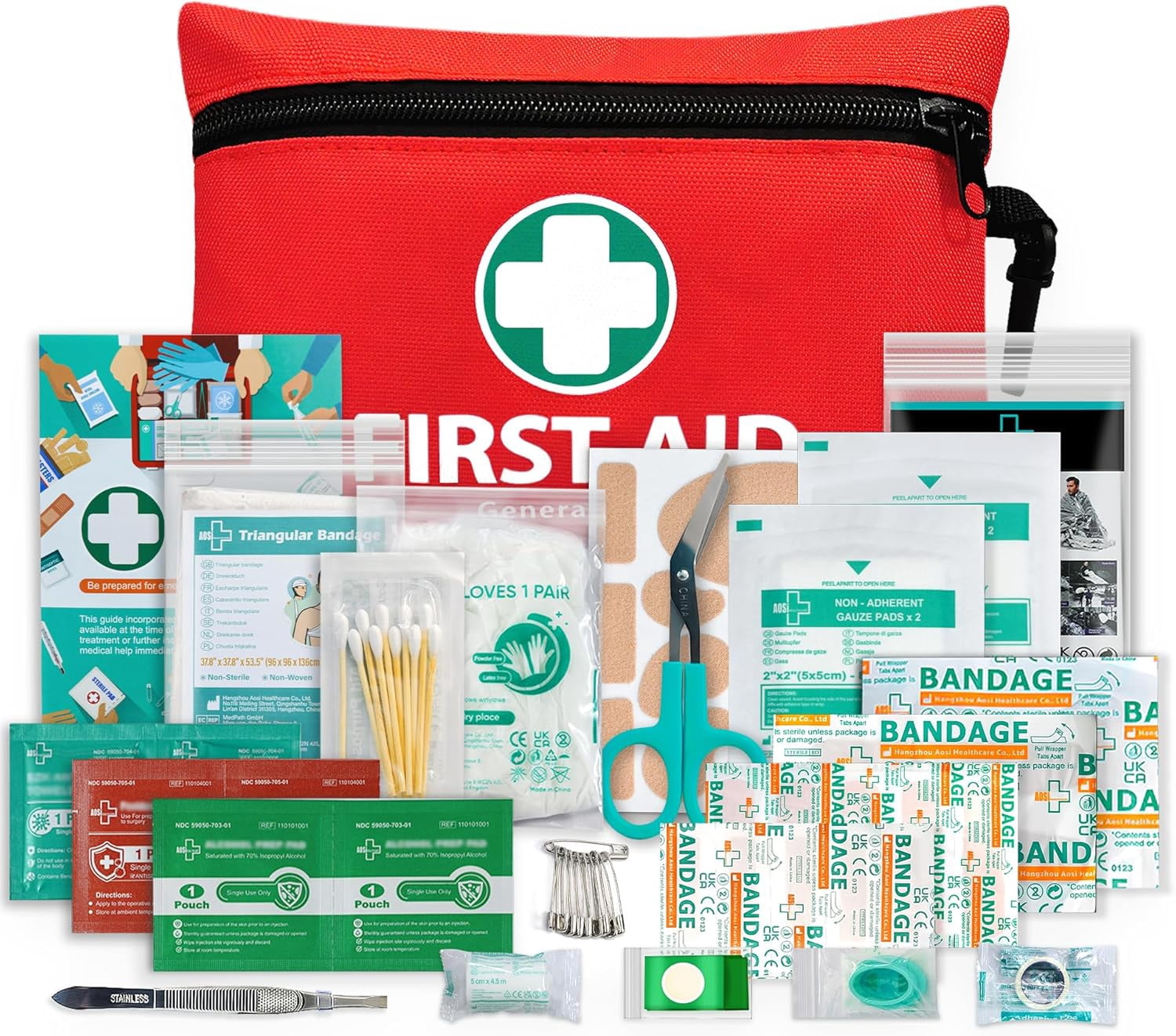 general-medi-mini-first-aid-kit-110-pieces-compact-red-emergency-bag