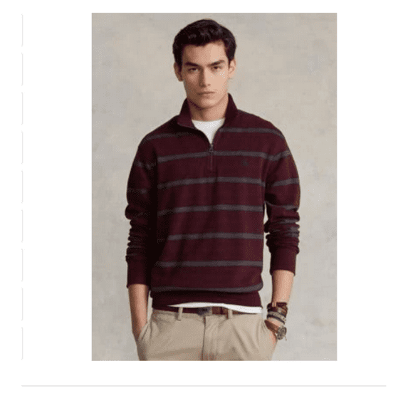 $110 Polo Ralph Lauren Men's, Quarter-Zip Luxury Jersey Stripe Pullover, Multi,S