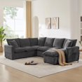 thumbnail image 1 of 110" Sectional Couches for Living Room, Modern Convertible Upholstered Comfy Sleeper Sofa with Ottoman 2 Pillows, Sofa Sectionals for Living Room, Apartment, Office, Black, 1 of 11