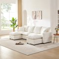 thumbnail image 1 of 110" Sectional Couches for Living Room, Modern Convertible Upholstered Comfy Sleeper Sofa with Ottoman 2 Pillows, Sofa Sectionals for Living Room, Apartment, Office, White, 1 of 14