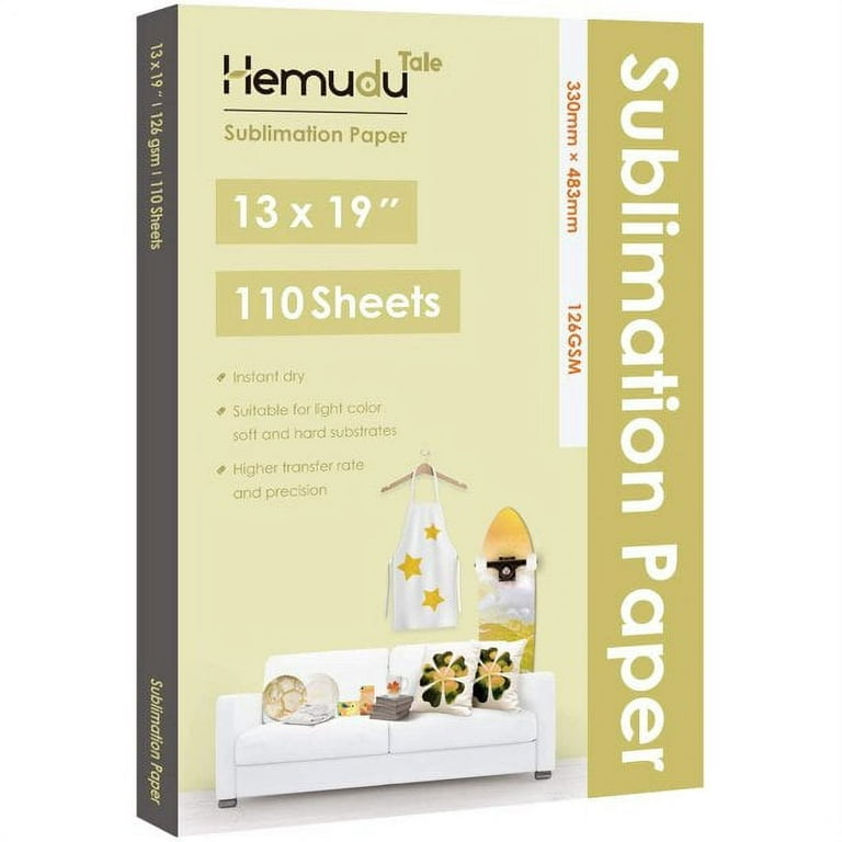 A-sub Sublimation Paper Heat Transfer 110Sheets 13 x 19 Inches Super Size Compatible with Inkjet Printer 120gsm