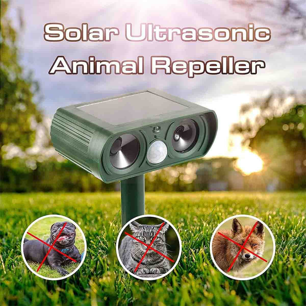 Solar Ultrasonic Animal Repeller Outdoor Animal Repellent with Motion
