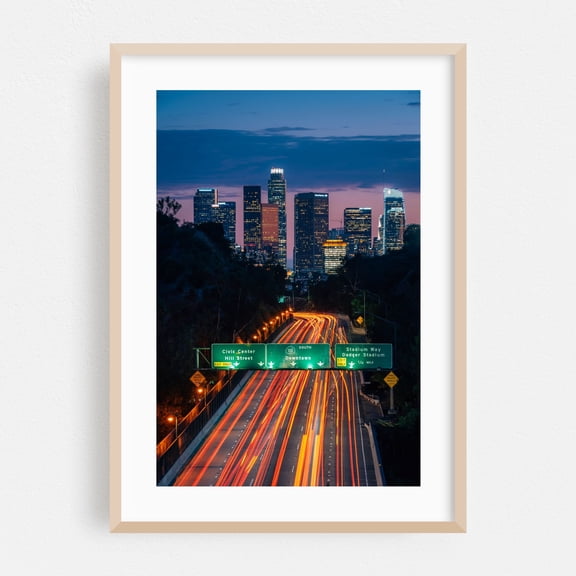 110 South 03 - Los Angeles California Photography Cityscape Skyline Nightlife Architecture Street Photography City Oak Framed Wall Art Print 5 x 7 inches