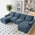 thumbnail image 1 of 110 U-Shaped Couch, Blue Cloud Modular Sectional Sofa, 4 Seats with Pillows for Living Room, Ultra Comfy Chenille Fabric, Deep Double Cushions, 1 of 11