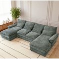 thumbnail image 1 of 110 U-Shaped Couch, Gray Cloud Modular Sectional Sofa, 4 Seats with Pillows for Living Room, Ultra Comfy Chenille Fabric, Deep Double Cushions, 1 of 10