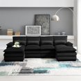 thumbnail image 1 of 110" U Shaped Sectional Sofa Cloud Couch, 6 Seat Modular Sofa Couches with Waist Pillows + Double Layer Cushions, Velvet Upholstered Sleeper Sofa w 2 Chaise Lounge for Home Sofa Living Room, Apartment, 1 of 7