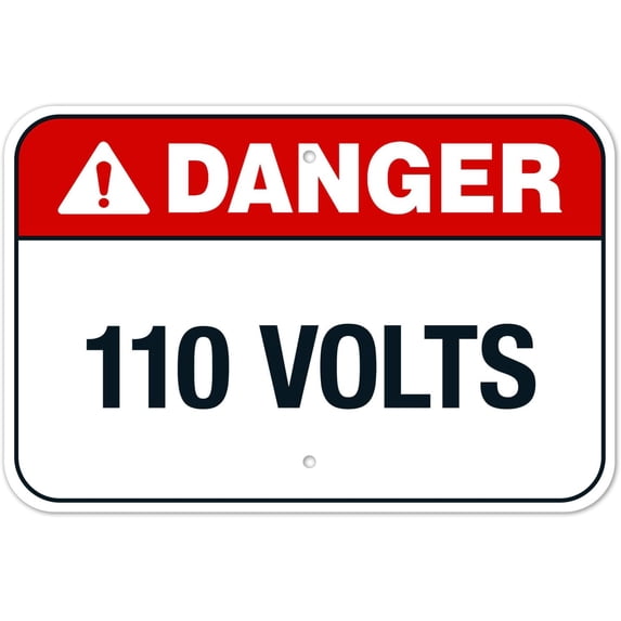 110 Volts Metal Sign 8 x 12 Inch for Garage, Workplace, Warehouse