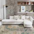 thumbnail image 1 of 110''W Modern Sectional Sofa Upholstery Sofa with 2 Pillows, L Shaped Sofa 4 Seat Couch for Apartment Beige, 1 of 5